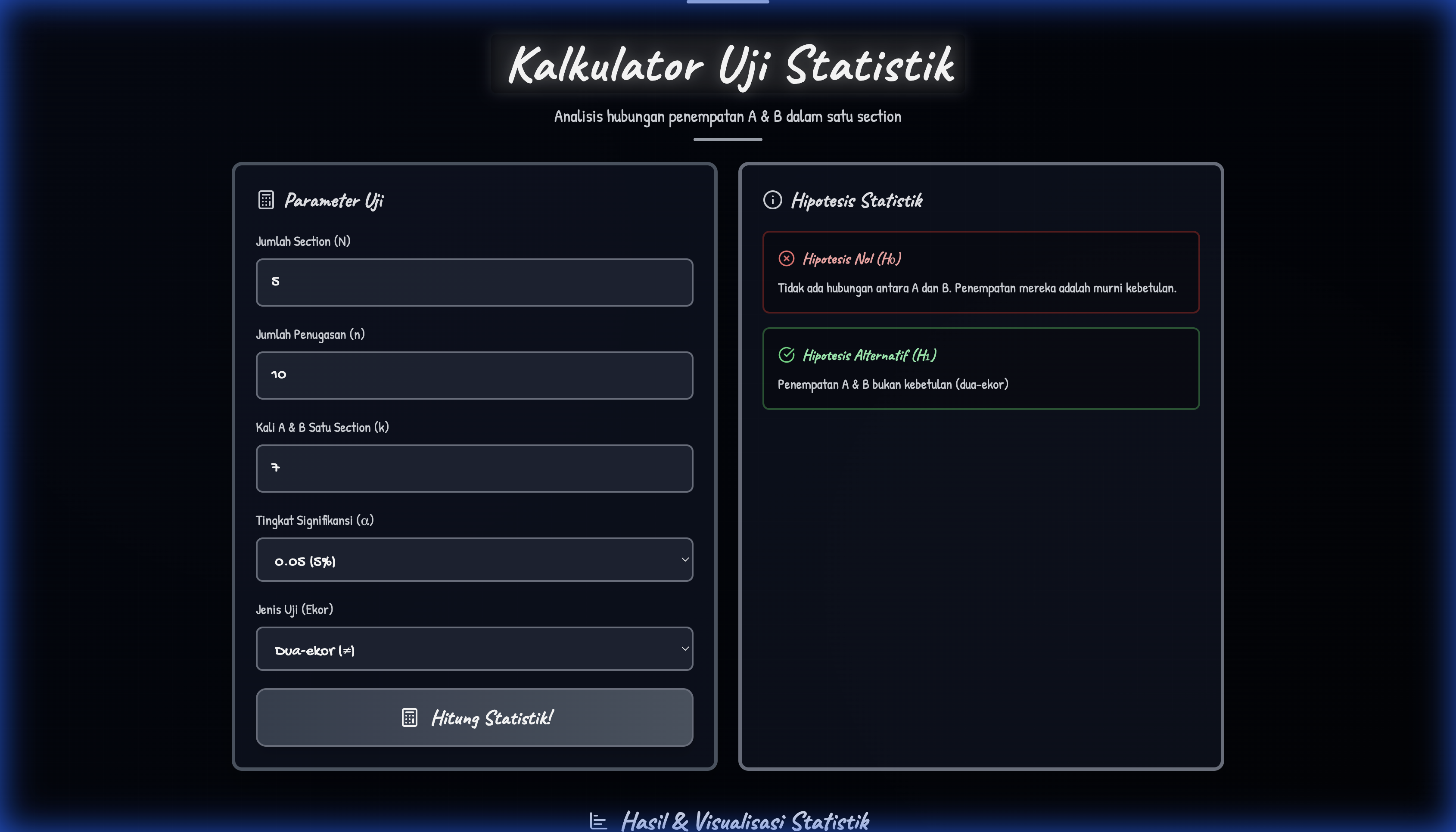 Statistical Calculator Interface